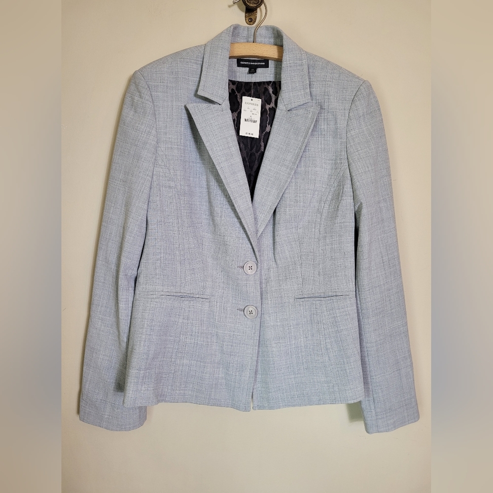 Express Light Gray 2 Button Blazer 12